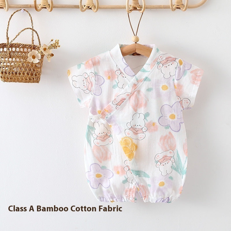 Class A Bamboo Cotton Gauze Baby Jumpsuit: Lightweight Summer Clothing for Airy Comfort