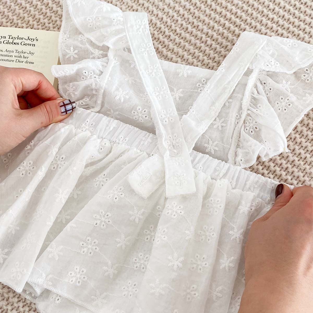Adorable Baby Girl Ruffled Sleeve Lace Princess Romper Dress