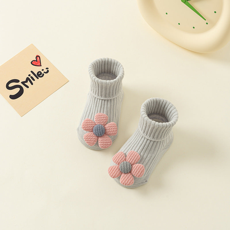 Comfortable Newborn Baby Room Socks with Double Needle Design for Non-Slip, Roomy Fit