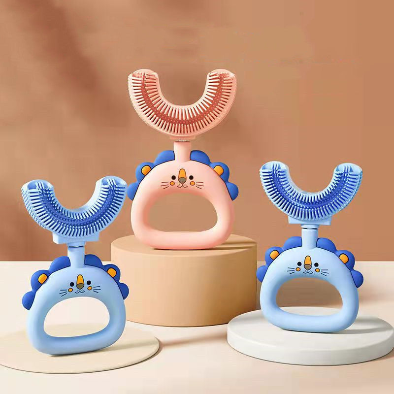 Fun and Functional: Animal Design Children's U-shaped Silicone Toothbrush