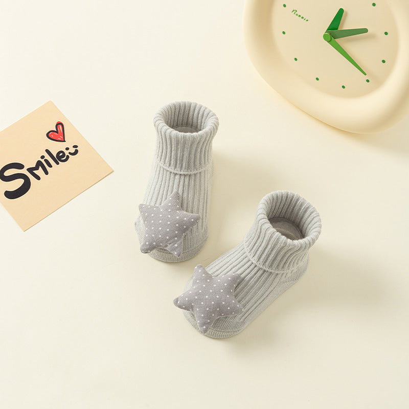 Comfortable Newborn Baby Room Socks with Double Needle Design for Non-Slip, Roomy Fit