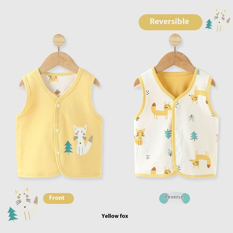 Pure Cotton Baby Reversible Vest for Spring, Summer, and Autumn - Newborn Wear