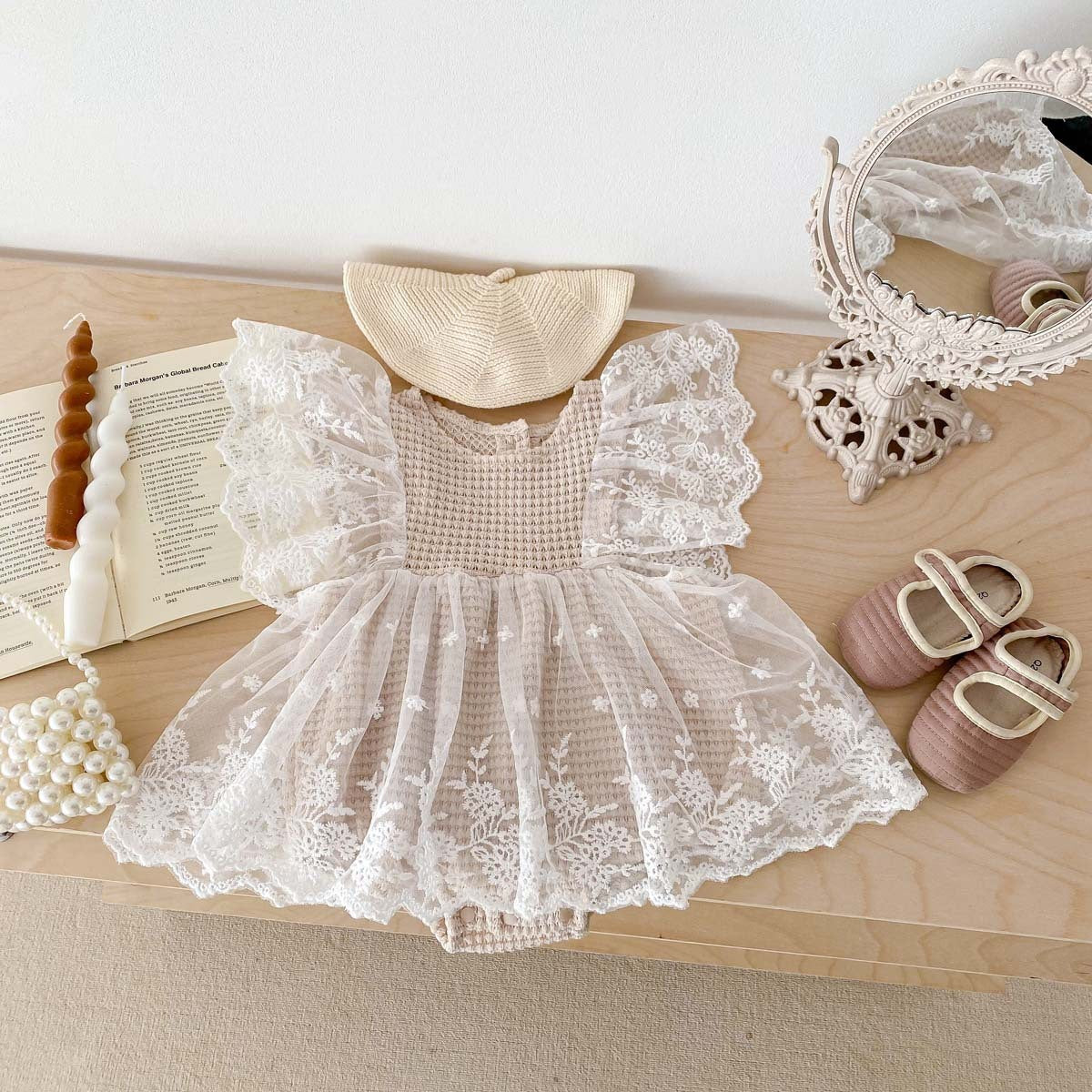 Lace Summer Flounced Sleeve Baby Dress Jumpsuit: Adorable Style for Sunny Days