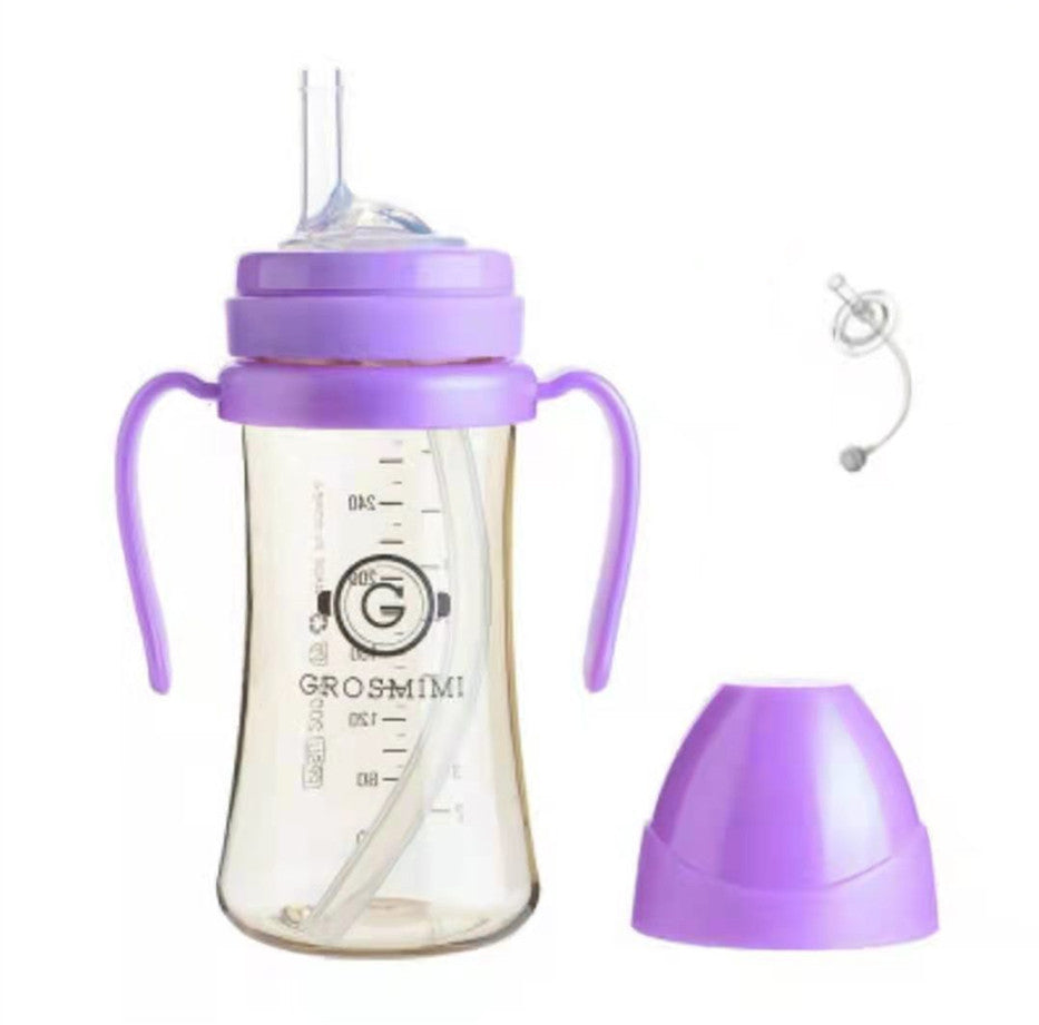 Discover Grosmimi's Eco-Friendly Korean Drinking Straw Bottle: Leak-Proof & Choke-Proof 300ml Capacity