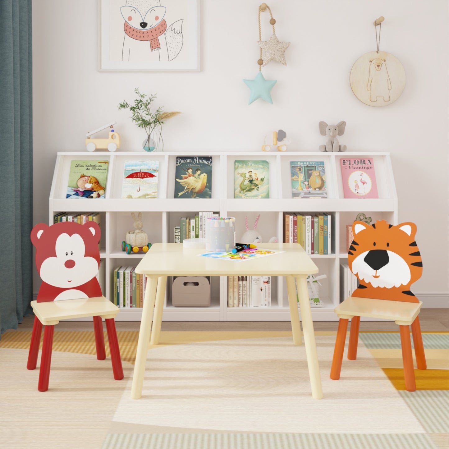 3-Piece Kids Wooden Table & Chair Set – Toddler Activity Play Furniture