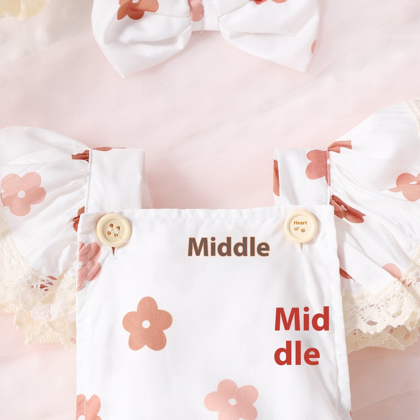 Adorable Baby Girl Lace Flounced Sleeve Printed Triangle Rompers