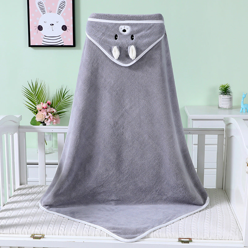Cozy and Absorbent Coral Fleece Baby Bath Towel Bathrobe for Gentle Bath Time