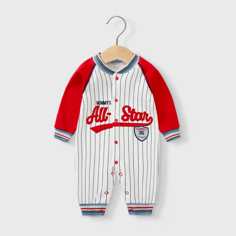 Adorable Baby Jumpsuits: Long Sleeve Baseball Uniform Pure Cotton Rompers