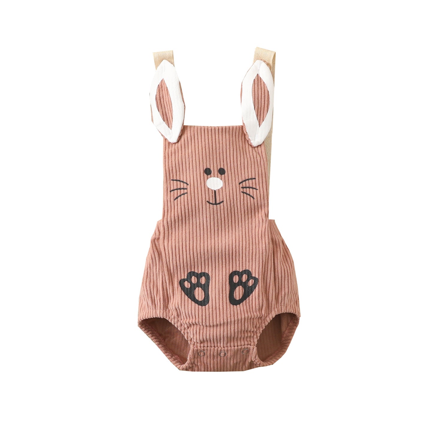 Boys and Girls Corduroy Rabbit Backstrap Triangle Romper