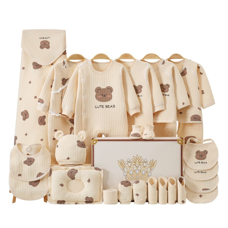 Cute Bear Printed Newborn Baby Pure Cotton Clothing Gift Set