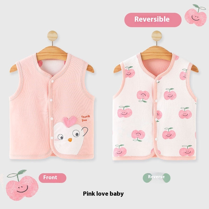 Pure Cotton Baby Reversible Vest for Spring, Summer, and Autumn - Newborn Wear