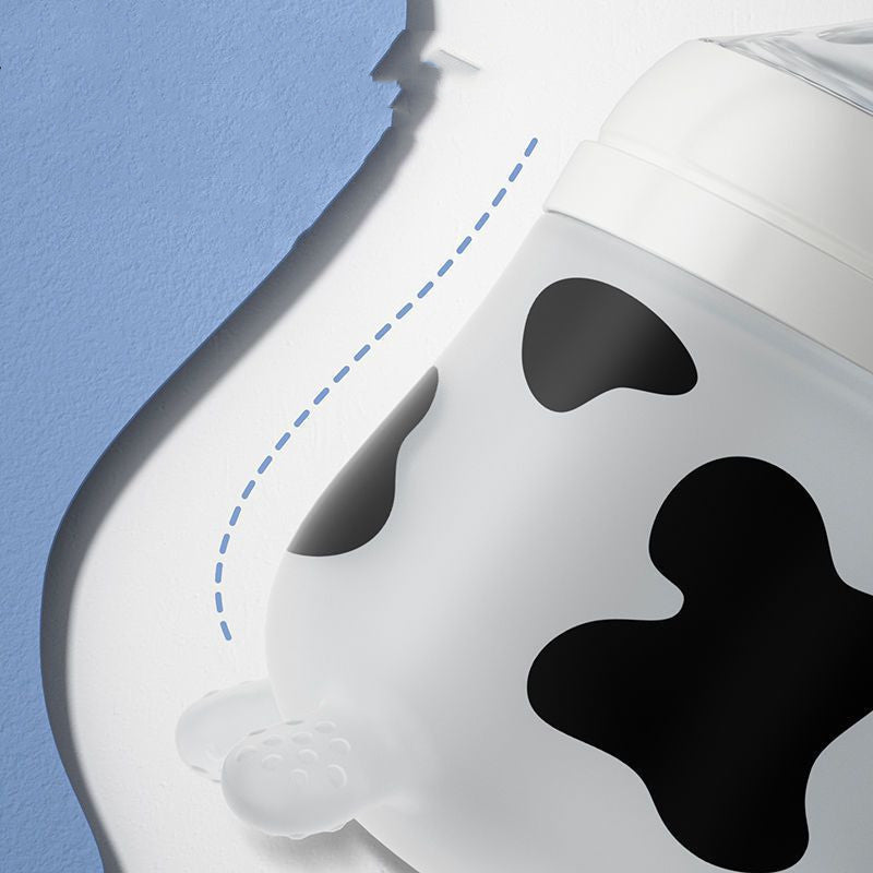 Cow Printed Silicone Baby Bottle - BPA-Free and Leak-Proof Design