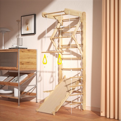 Toddler Indoor Climbing Toy – Foldable Pikler Triangle Set with Climbing Ladder & Gym Ramp