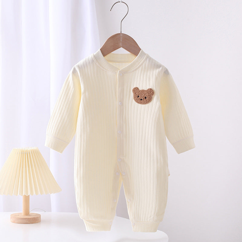 Adorable Infant Cartoon Printed Long Sleeve Jumpsuit for Spring and Autumn