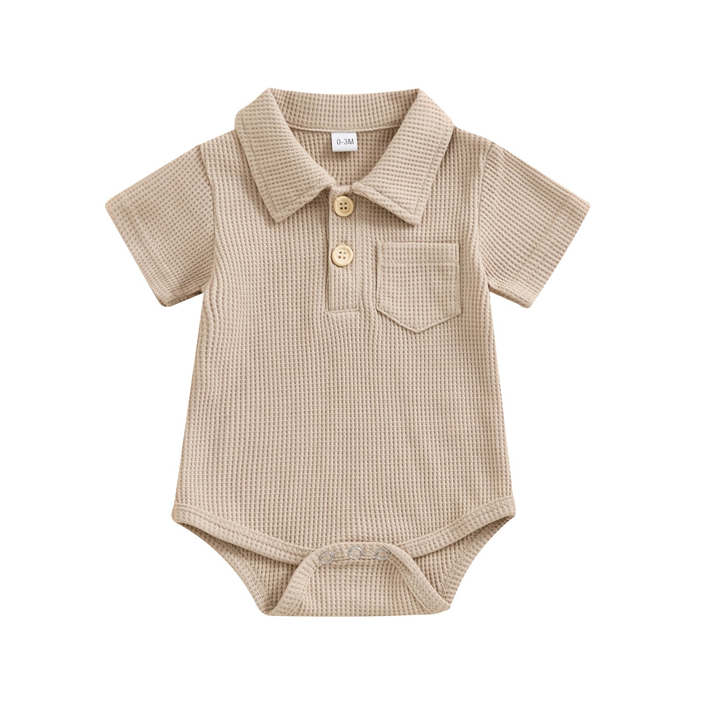 Stylish Baby Collared Waffle Jumpsuit - Fashionable Infant Casual Wear