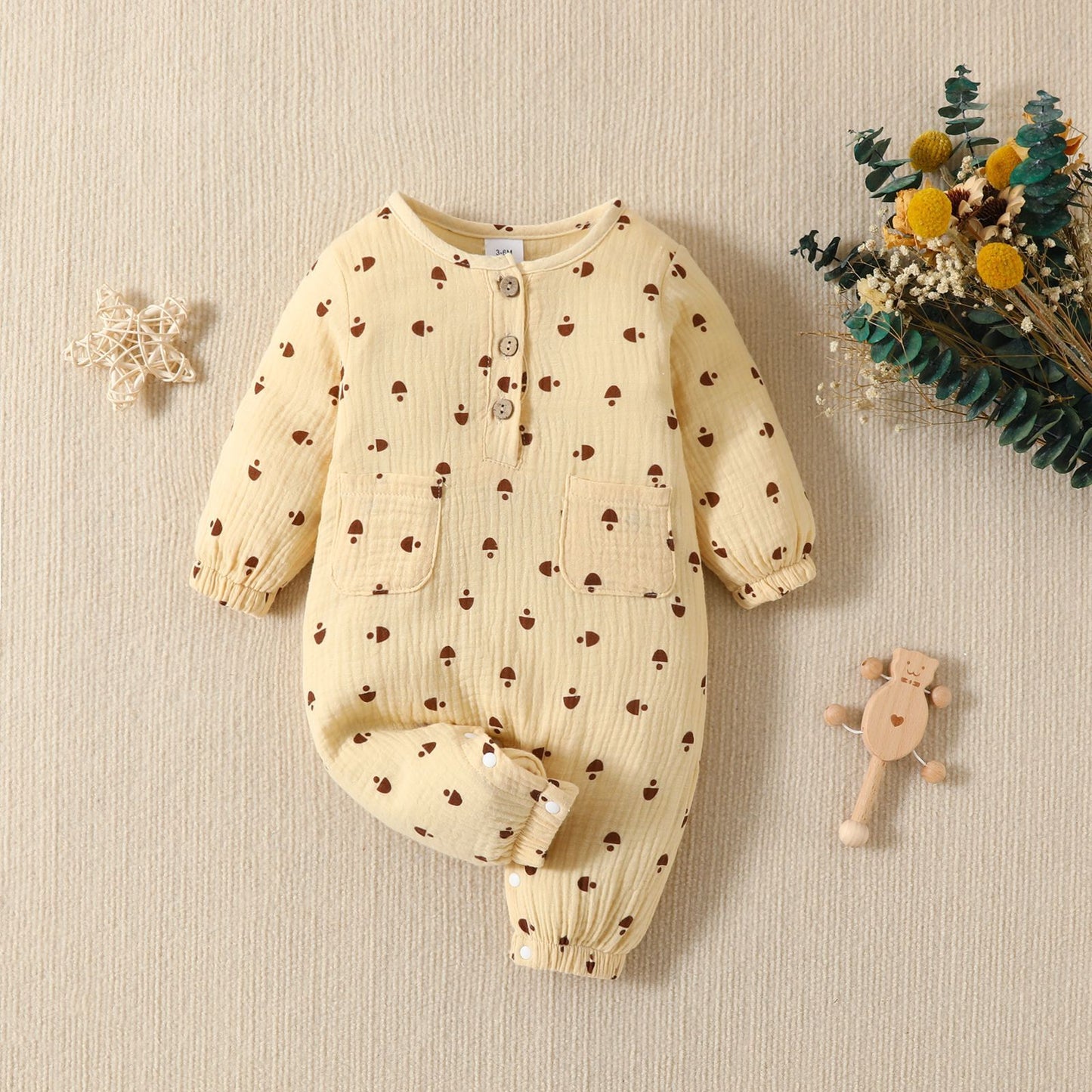 Adorable Printed Baby Cotton Long Sleeve Jumpsuit – Stylish and Comfortable