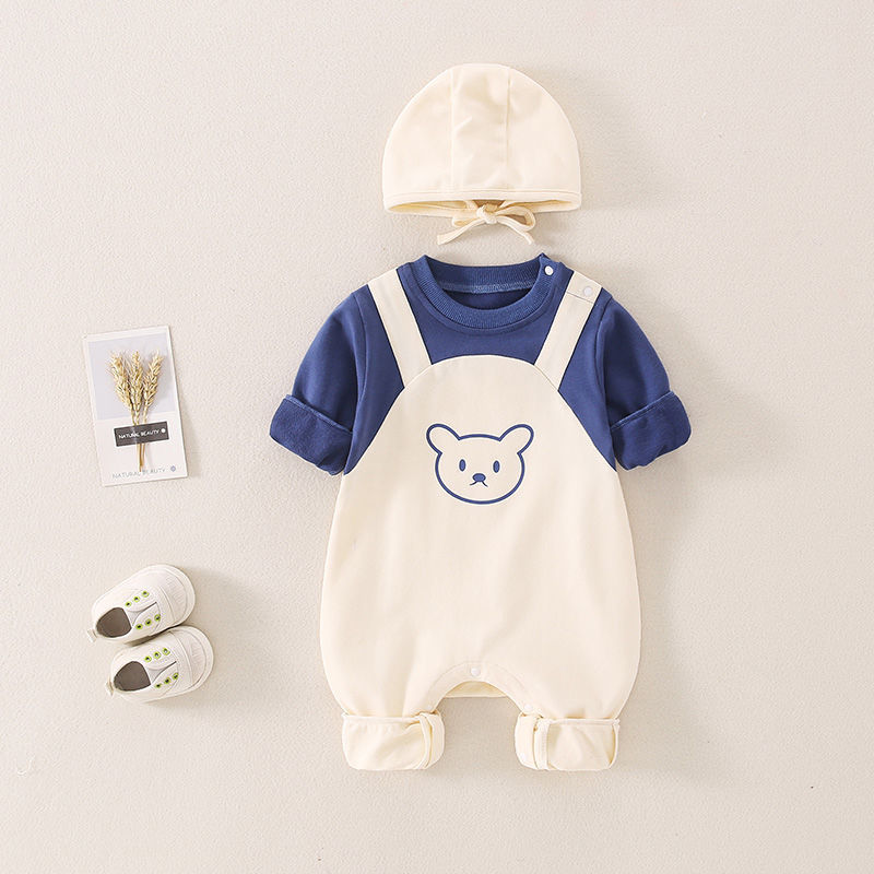 Super Cute Baby Adorable Suspender Design Onesies Romper With Hat