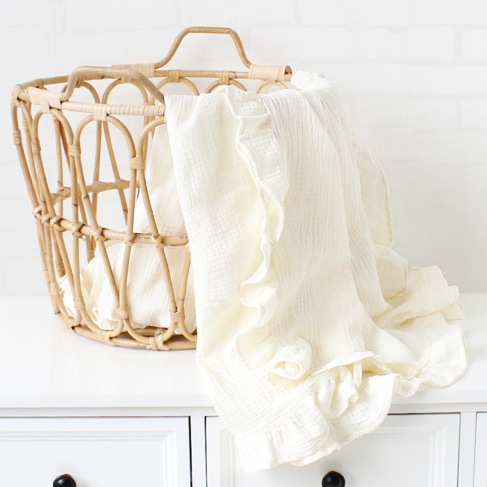 Newborn Baby Blanket with Ruffle Detail: Adorable and Soft Infant Bedding