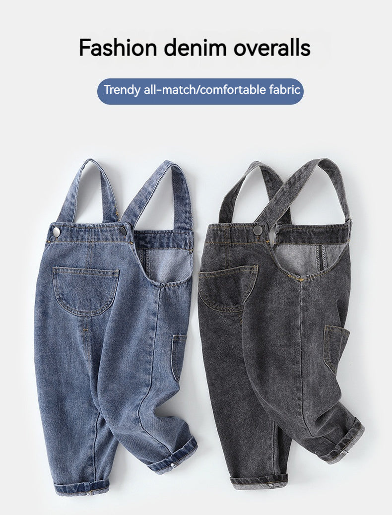 Trendy Baby Boys' Denim Suspenders: Cute Spring Korean Style