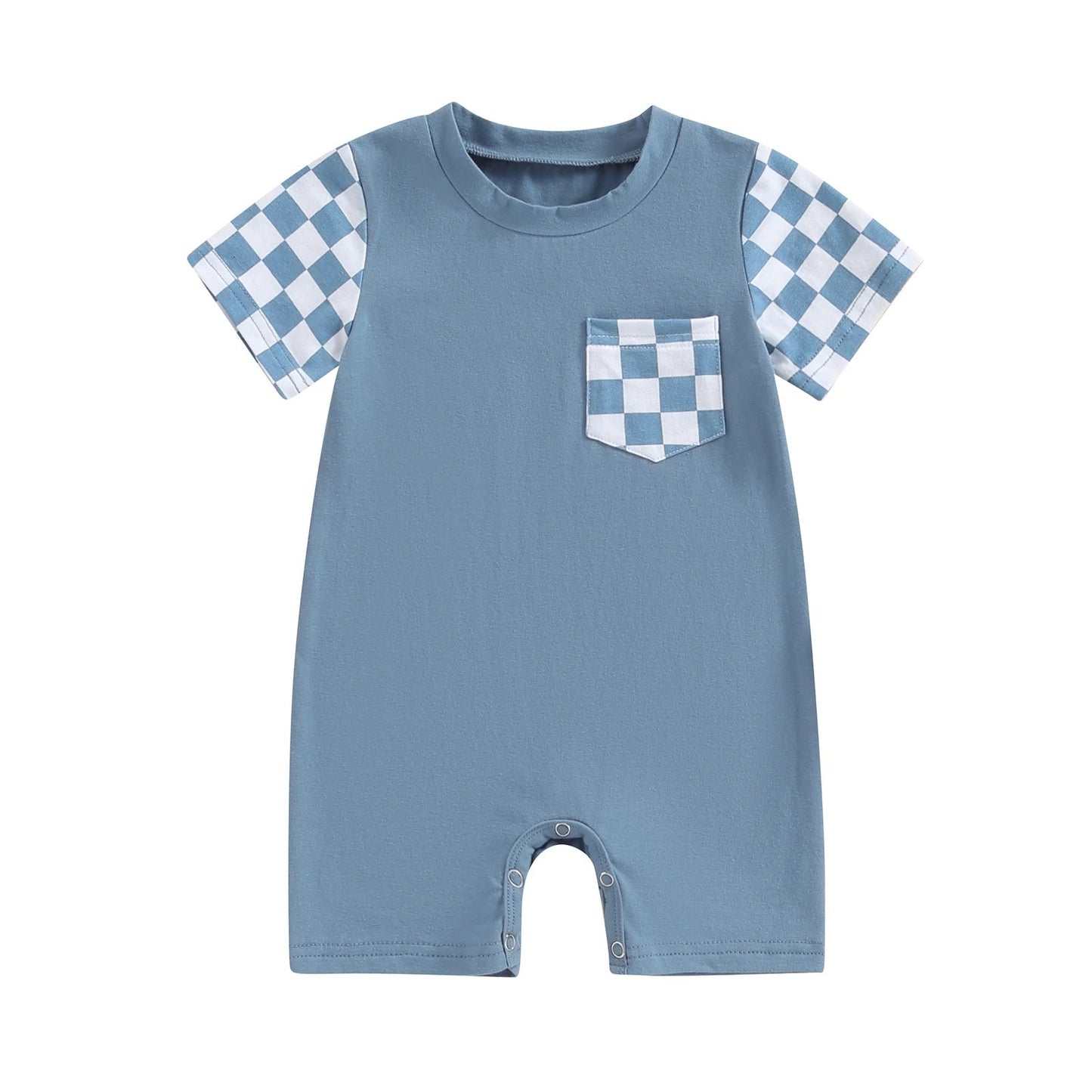 Plaid Printed Short Sleeve Rompers for Boys and Girls: Stylish Comfort