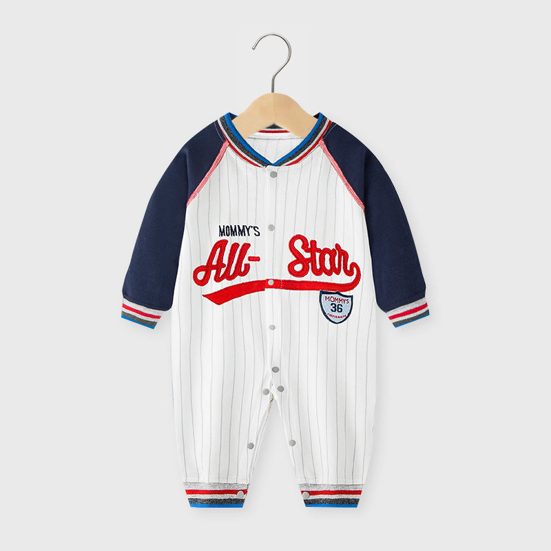Adorable Baby Jumpsuits: Long Sleeve Baseball Uniform Pure Cotton Rompers