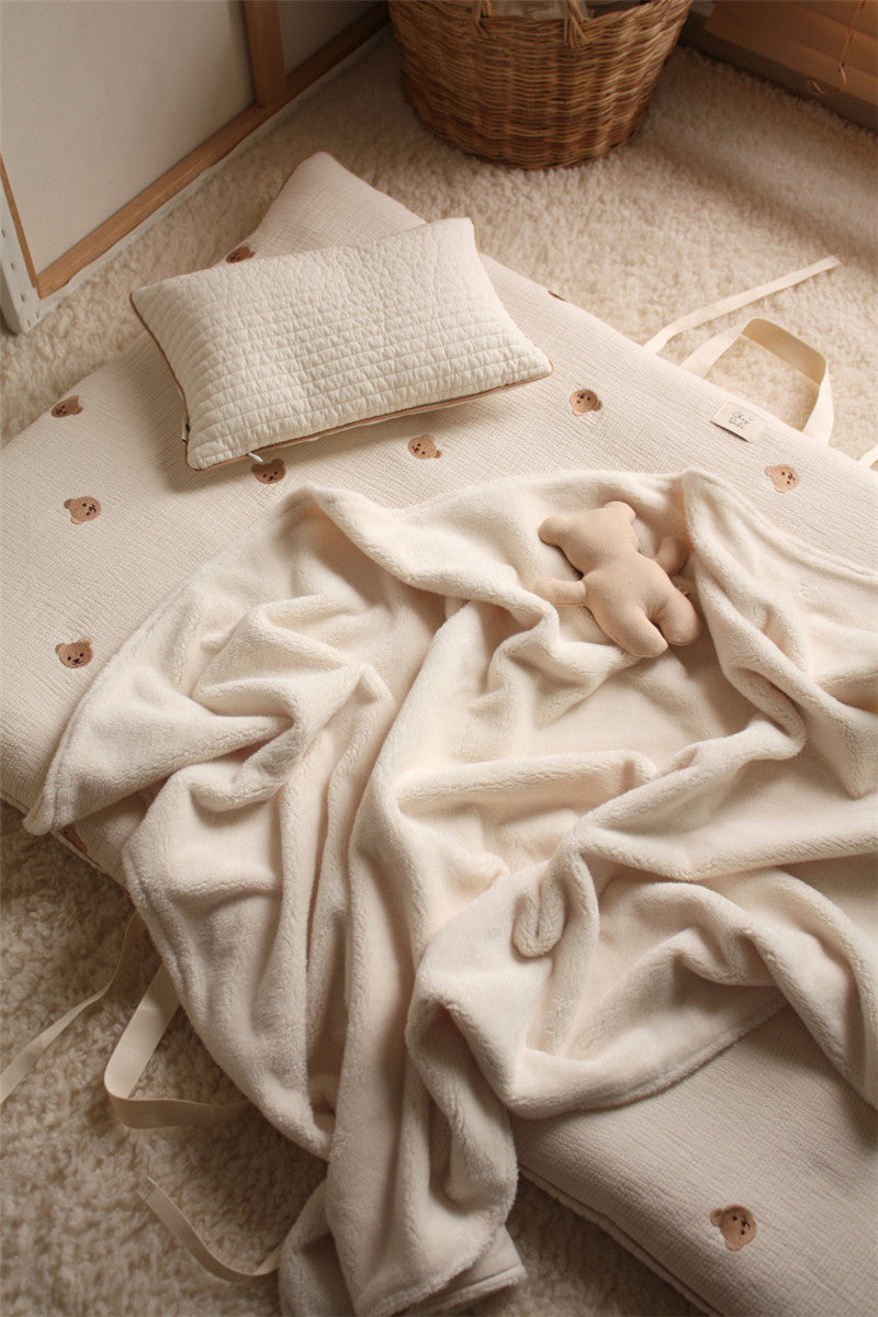 Soft and Fluffy Cute Baby Bear Blanket - Half Velvet Comfort
