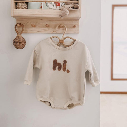Newborn Casual Long Sleeve Letter Embroidery Romper - Comfortable Infant Wear