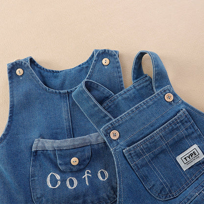 Stylish Baby Leotard Outwear: Fashionable Suspender Outer Wear Jeans for Your Little Trendsetter!