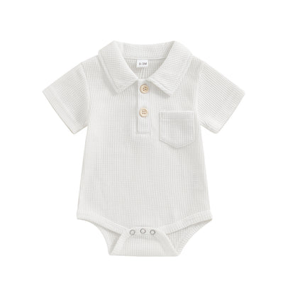 Stylish Baby Collared Waffle Jumpsuit - Fashionable Infant Casual Wear