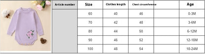 Charming Autumn Floral Embroidered Baby Romper – Cozy and Stylish Outfit