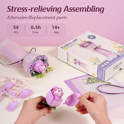 Purple Rose 3D Flower Puzzle Kit – DIY Artificial Flower Model for Home Decor & Gifts for Women