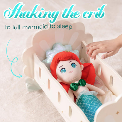 Baby Doll Crib, Baby Doll Bed, Doll Rocking Cradle Baby Doll Accessories Furniture With Bedding For 18 Inch Dolls