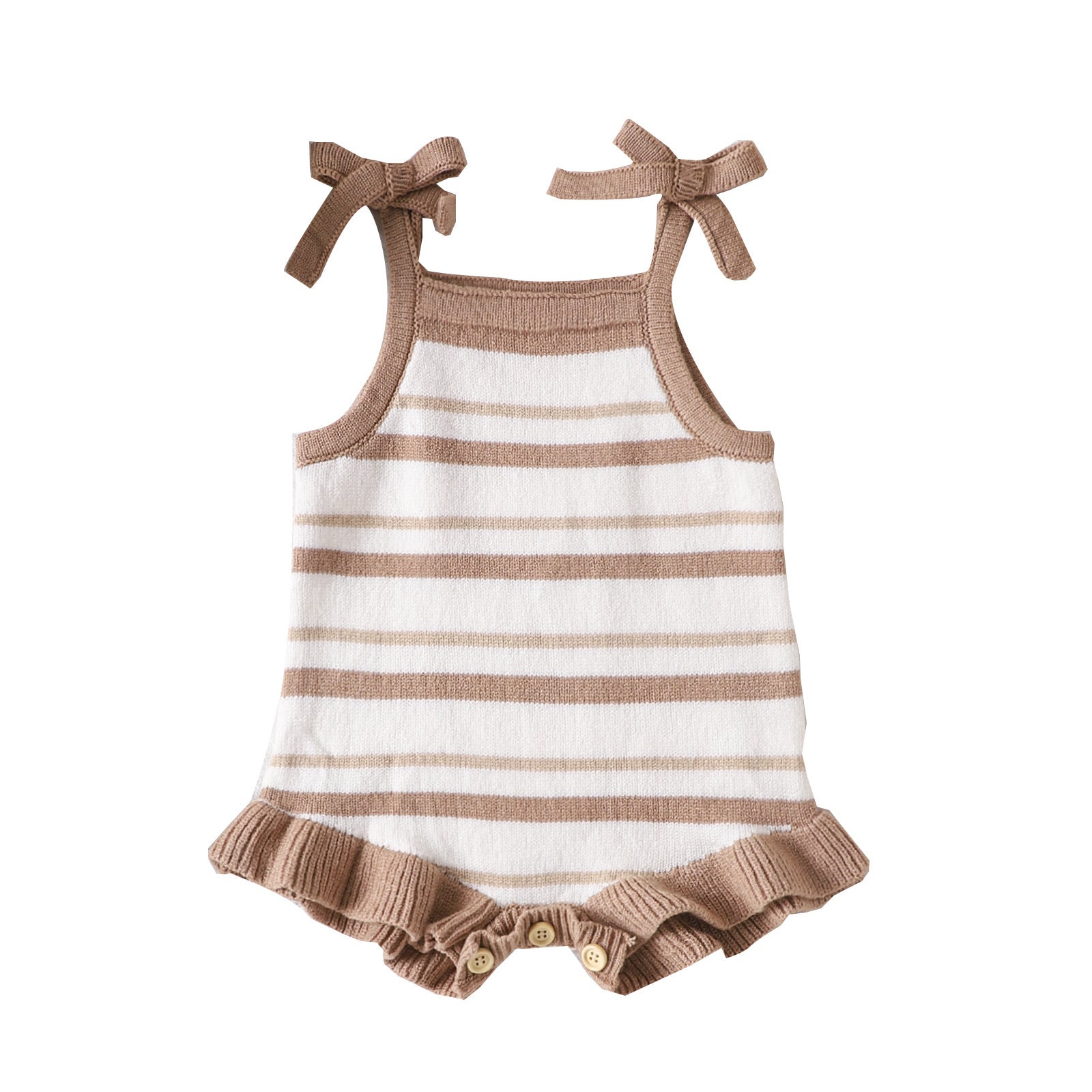 Infant Spring & Autumn Cute Striped Sling Bow Jumpsuit - Easy Matching