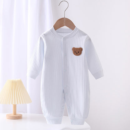 Adorable Infant Cartoon Printed Long Sleeve Jumpsuit for Spring and Autumn