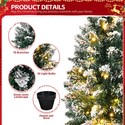 2ft Green Plush 30 Light, Warm Color 8 Mode, Battery Box Control, 70 Branches, Plastic Basin Base, PVC Christmas Tree Material