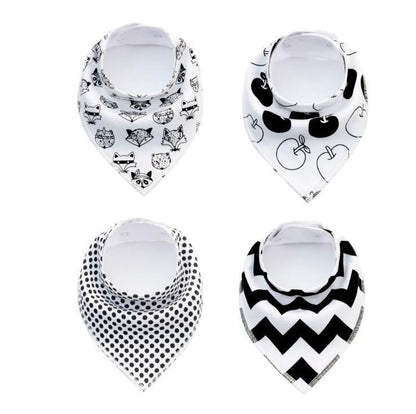 4pcs Printed Baby Bibs and Burp Cloth Set: Adorable and Absorbent Essentials