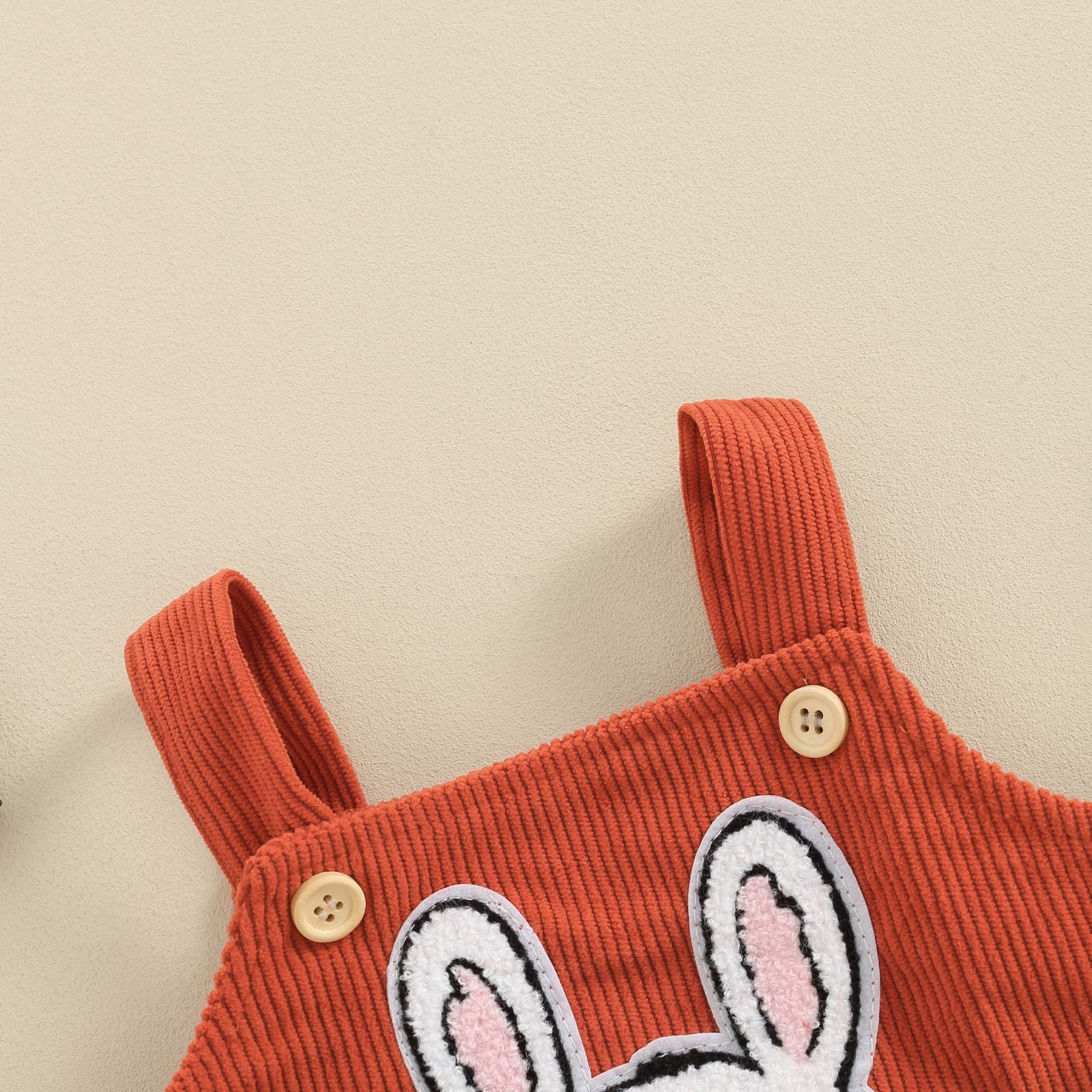 Easter Bunny Embroidered Corduroy Baby Girl Romper | Cute Children's Clothing