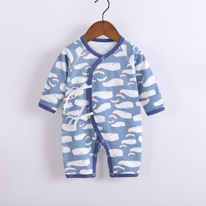 Adorable Baby Cotton Long-Sleeved Lace-Up Butterfly Jumpsuit