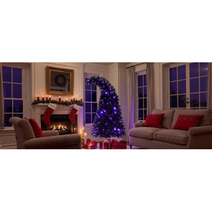 6FT Black Artificial Christmas Tree with LED Lights – Pre-Lit Curved Whimsical Xmas Tree, 900 Tips, Elegant Holiday Decoration