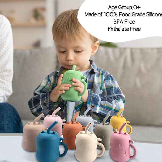 Baby No-Spill Silicone Straw Drinking Cup