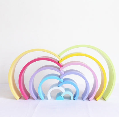 Colorful Learning Adventure: Large 12-Piece Arch Bridge Rainbow Building Blocks Jigsaw Puzzle - Early Childhood Education Toy