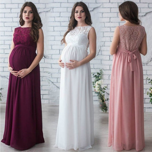 Elegant Lace Sleeveless Maternity Dress for Stylish Comfort