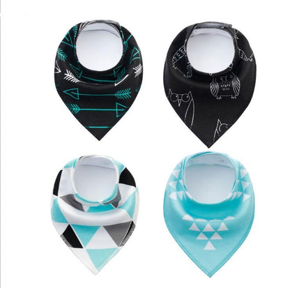4pcs Printed Baby Bibs and Burp Cloth Set: Adorable and Absorbent Essentials