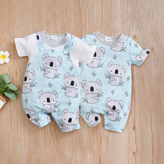 Adorable Summer Koala Print Baby Jumpsuit