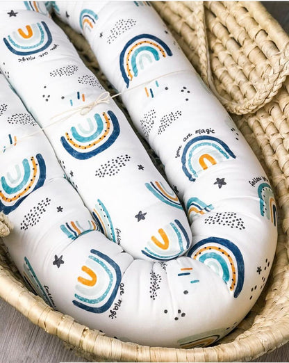 Colorful Comfort: Cotton Rainbow Printing Bumper Bed Long Pillow