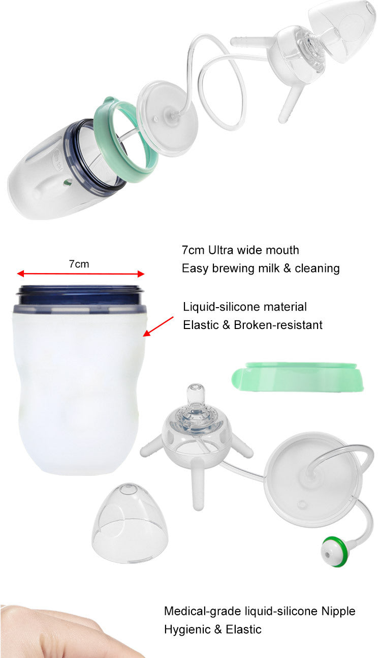 Easy Transition: Silicone Sippy Feeding Bottle for Children's Training Cups