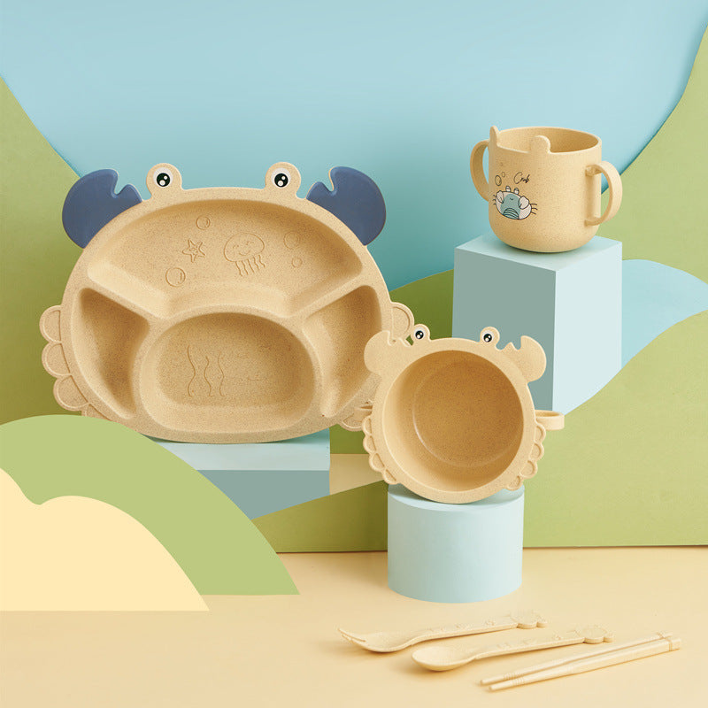 Make Mealtime Fun: Children's Crab Cutlery 6-piece Set - Creative Shaped Dining Plate for Home