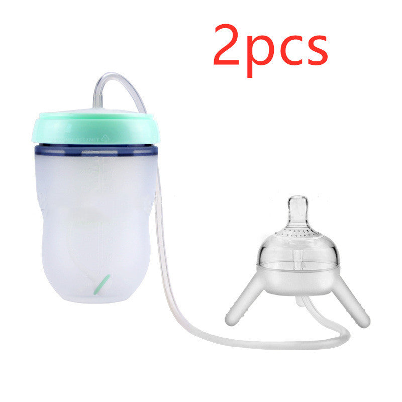 Easy Transition: Silicone Sippy Feeding Bottle for Children's Training Cups