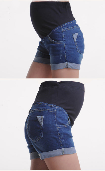 Stylish Comfort: Maternity Denim Shorts - Essential Summer Wear for Expecting Moms