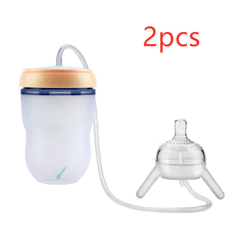 Easy Transition: Silicone Sippy Feeding Bottle for Children's Training Cups